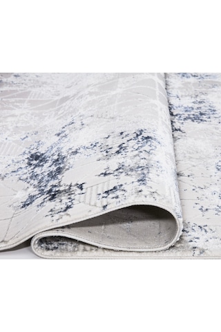Opal 4027 Mavi Krem Uzun Ömürlü Yumuşak Polyester Halı Mavi Krem