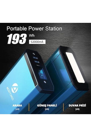 Acopoer X230 14.8Volt 13Amper Li-ion Yedek Buzdolabı Aküsü + Powerbank + LED Lamba