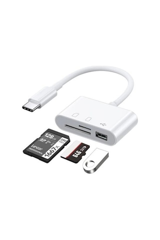 5232 Usb Type C To Sd Microsd Tf Kart Okuyucu Çevirici Dönüştürücü Adaptör