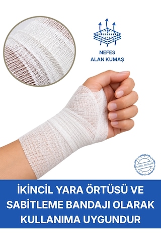 Elastik Sargı Bezi 10cm X 4m Gerildiğinde Tek Paketli, Vücuda Uyumlu Esnek Medikal Gazlı Bez