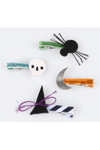 Meri Meri - Halloween Icons Hair Clips - Cadılar Bayramı Tokalar 8'li Çok Renkli