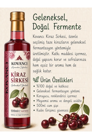 Kiraz Sirkesi 500 Ml %100 Doğal Fermente Katkısız