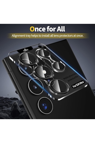Samsung Uyumlu Galaxy S24 Ultra Kamera Lens Camı Koruyucu Safir Hd Siyah