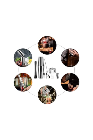 7 Parça Avantajlı Kokteyl Set Boston Shaker 750 ML