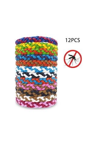 Moveevo 12 Adet Çift Renkli Deri Uyumlu Sinek Kovucu Bileklik - Çocuk Ve Yetişkinler İçin Esnek Tasarım, Nane Ve Sırt Çayı Yağı İçerikli