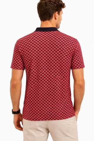 Modi Erkek Pike Kumaş Polo Yaka Desenli Tişört Kısa Kol Yazlık T-shirt - Kırmızı Açık Kırmızı