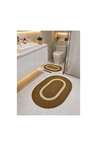 Hasır,jüt, Kilim, Paspas, Mutfak Halısı, Banyo Paspası, Halı,yolluk,2 Li Takım Oval Hasır-krem Hasır-krem