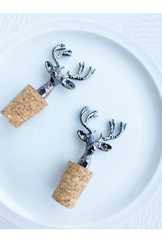 Siyah Geyik Figür Mantarlı Tıpa 2 Adet