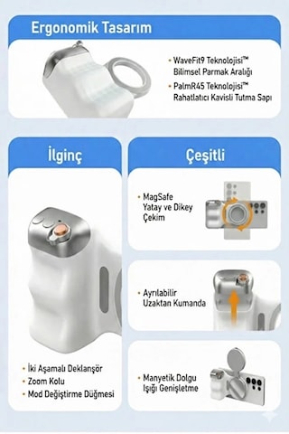 Magsafe Selfie Çubuğu Kamera Kolu Profesyonel Çekim Zoom 1