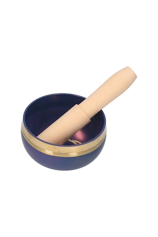 Vkemall Tibet Şarkı Kasesi Seti Buda Ses Kasesi Ve Ahşap Tokmak Charka Kasesi -koyu Mavi