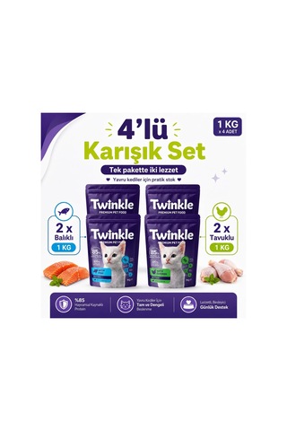 Yavru Kedi Maması 4 Kg - Tavuklu Ve Balıklı Kedi Maması -4'ü Set - 0-12 Ay Yavru Kediler İçin