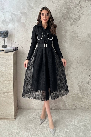 Alemdarshop Siyah Taşlı Elbise