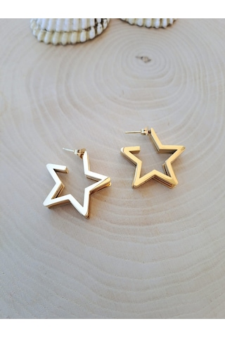 Dali Shop Üçlü Görünüm Çelik Yıldız Küpe Gümüş