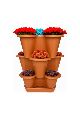 3 Katlı Şanslı Yonca Tasarımlı Dekoratif Saksı Seti, 26.5 X 26.5 Cm, Çiçek Ve Bitki Sebze Yetiştirme Sku: Smg8690010006097