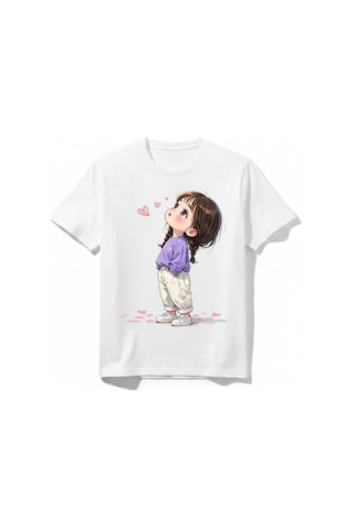Urbantrendstore Kız Çocuk Yaz Tatil İçin Basic Sade Günlük Unisex Bisiklet Yuvarlak Yaka Basic Kısa Kollu %100 Pamuk Tişört Beyaz