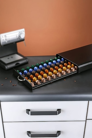 60 Adet Kapasiteli Nespresso Kapsül Kahve Standı Kahve Çekmecesi Mt195sy Gri