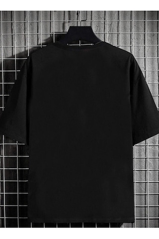 Erkek Siyah Oversize Chıcago Baskılı Örme T-shirt Siyah-66617