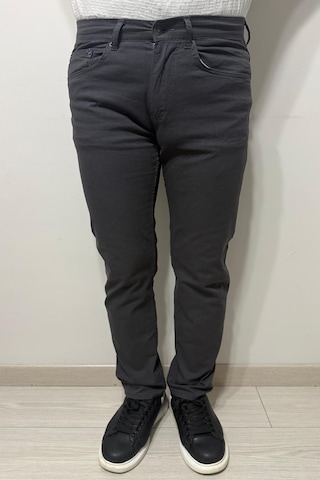 Hacker Denim Dmctekstil Erkek 1025 Yüksek Bel Rahat Kesim Boru Paça Üstten Cepli Keten Jean Pantolon Füme