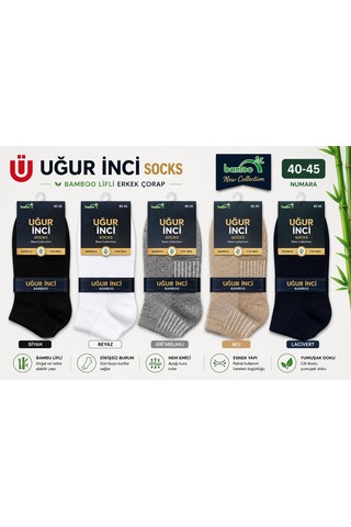 Uğur İnci Bambu Çorap Unisex Nefes Alabilen Terletmez Antibakteriyel Yumuşak Günlük Çorap 6'lı Paket Siyah