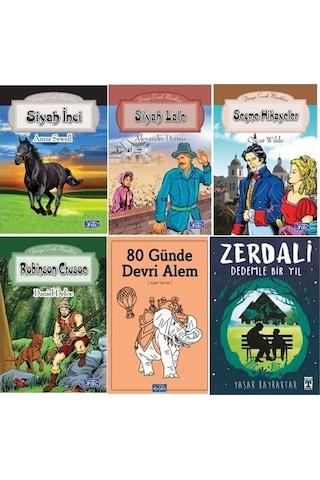Zerdali Dedemle Bir Yıl,80 Günde Devri Alem,siyah Lale Ortaokul 6 Kitap Seti