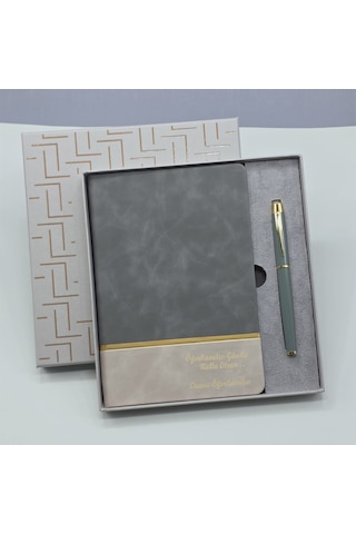 Büro Ev Ofis Hediyesi İçin Öğretmene Özel Deri Defter Kalem Seti