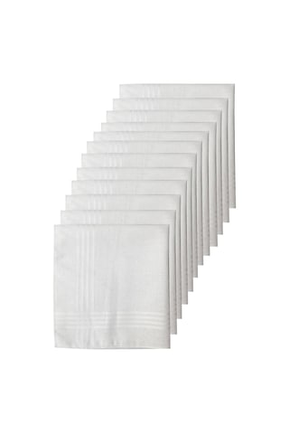 12li Paket Klasik Cep Hediyelik Bayram Mendili %100 Pamuklu 30x30 Cm Beyaz