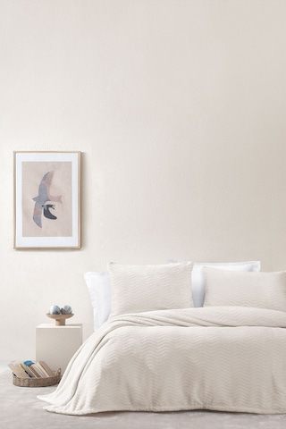 Yataş Dazel Çift Kişilik Battaniye Yatak Örtüsü Seti 240x225 CM - Ekru