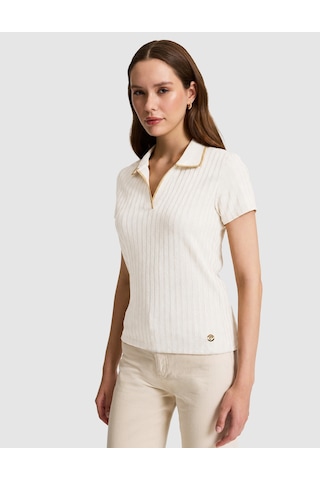 Pierre Cardin Kadın Ekru Tişört Basic 50320697-vr019