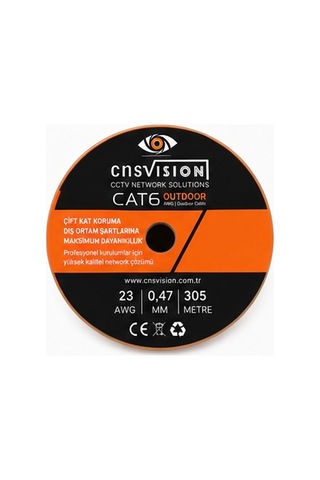 Cat6 305 Metre Dış Ortam 0,47mm Çift Ceketli Çift Katman Outdoor Cat6 Kablo 305mt Kutu