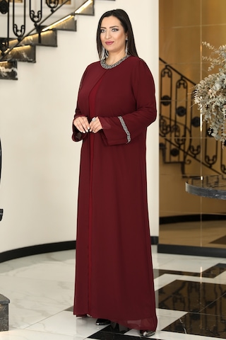 Raika Moda Sultan Büyük Beden Tesettür Abiye Bordo