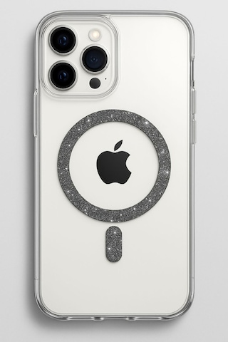 Apple Uyumlu iPhone 11 Simli Magsafe'li Kaliteli Premium Kadın Telefon Kılıf Gri