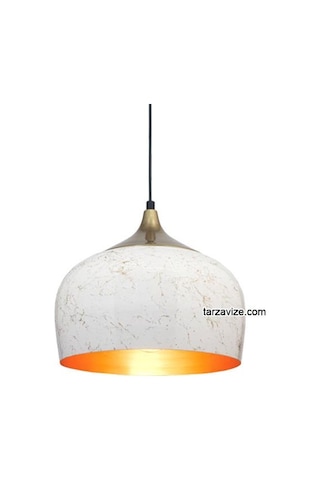 Tarzavize Trt50 Dekoratif Beyaz Tekli Retro Modern Sarkıt Avize Beyaz