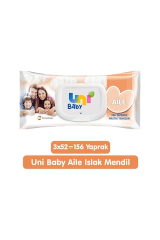Uni Baby Aile Islak Mendil 3x52 156 Yaprak Tekli