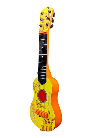 Oyuncak Sarı Pikaçu Modelli İspanyol Gitar 6 Telli Çocuk Gitarı 48 Cm.