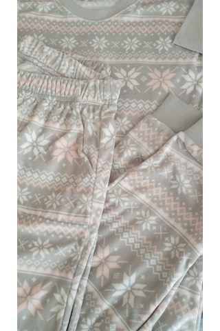 Aydoğan Kadın Pijama Takımı İnce Kadife Uzun Kollu Açık Gri