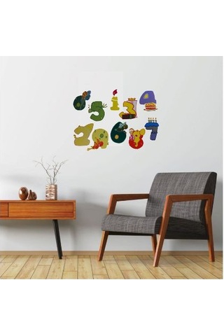 Duvar Süsü Sticker 2 Adet Renkli Rakamlı Pvc 48x33x0,5cm