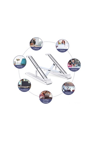 Yuntech01 Alüminyum Katlanabilir Laptop/tablet Stand - Ergonomik Yükseklik Ayarı, Soğutma Özelliği - 8-17.3 İnç Uyumlu Gümüş