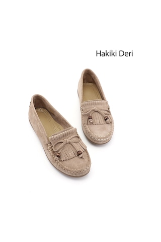 Gönderi(R) Gönderi R Kadın Kum Süet Fiyonklu Hakiki Deri Comfort Loafer Dyza86037180 Kum Beji