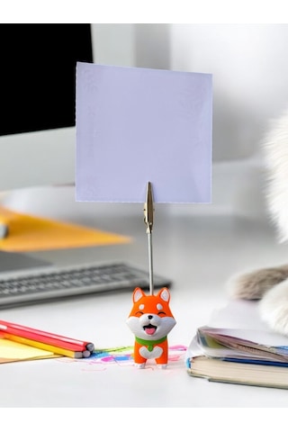 Akita Sevimli Yavru Köpek Fotoğraf Not Tutacağı Ofis Masası Hediyelik Turuncu