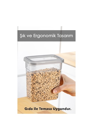 12'li Etiketli Erzak Saklama Kabı Seti - Sızdırmaz Kapaklı Bakliyat Saklama Kutusu - 12 X 1100 Ml Antrasit