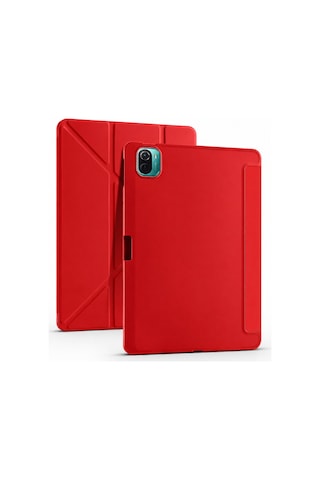 Maks Technology Mi Pad 5 Kılıf Mkst Tri Folding Kalem Bölmeli Standlı Kılıf - Kırmızı Tablet Kılıfı
