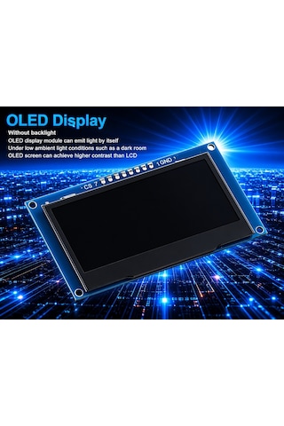 2.42 Inç Ver 4.1 128x64 Ssd1309 7 Pinli Spı/ı2c Oled Lcd Ekran Modülü - Lehimli