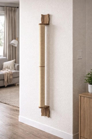 Duvara Monte Kedi Tırmalama Tahtası 90 Cm Kalın Doğal Jüt Halatlı