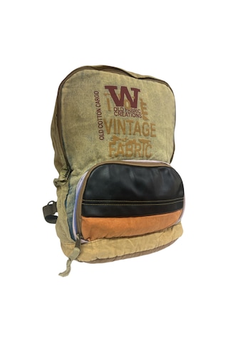 Old Cotton Cargo Kaliteli Tek Bölmeli Vintage Disayn Günlük Gezi Spor Okul Sırt Çantası Patchwork Komor 29x42cm Koyu Yeşil