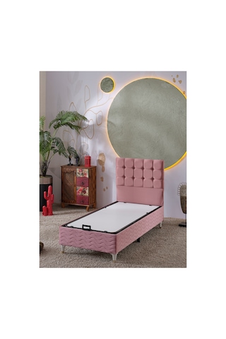 Beehanem Bengü Pembe 100x200 Geniş Tek Kişilik Genç Odası Baza Başlık Takımı 2'li Set 100 x 200