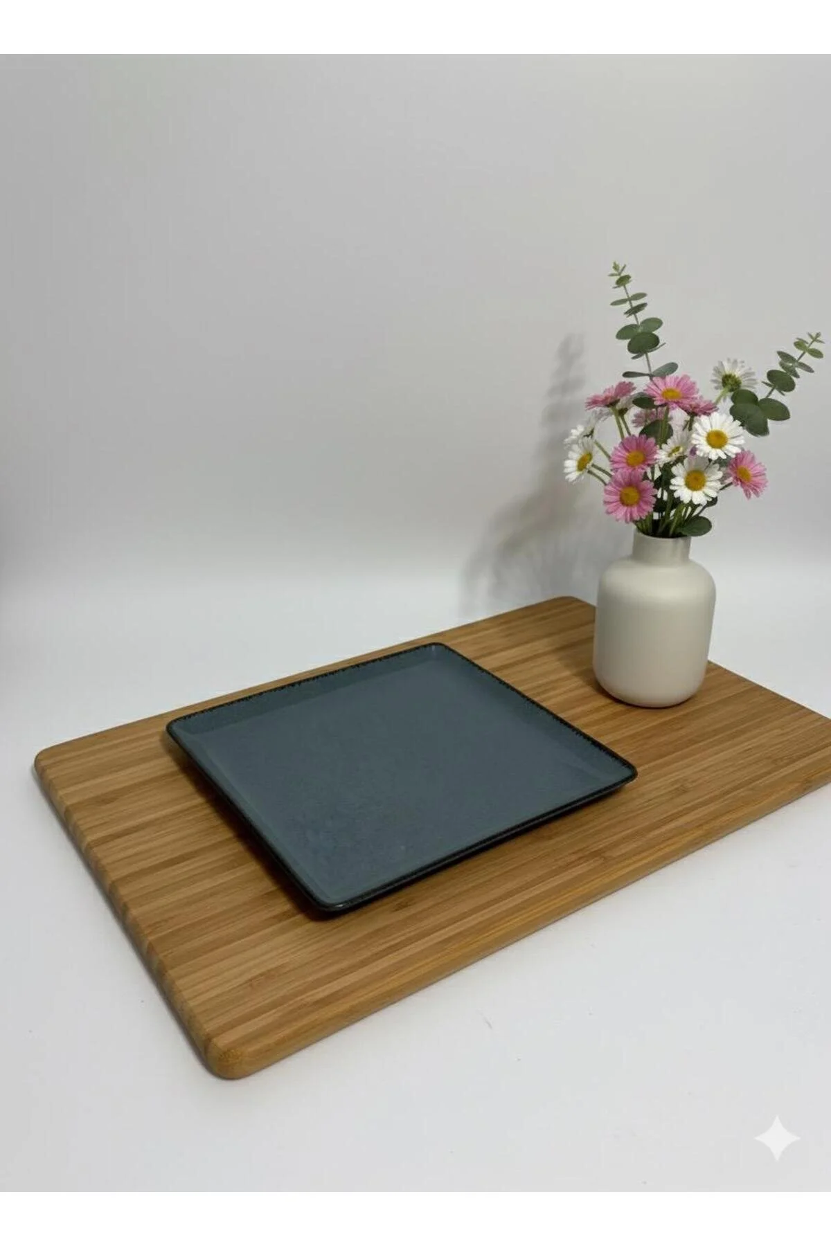 Moderna 25 Cm Kare Kayık Servis Sunum Kahvaltı Tabağı Mavi