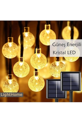 50 Led 7 Metre Sarı Opak Solar Led Işık Güneş Enerjili Bahçe Teras Balkon Ağaç Lambası Aydınlatması