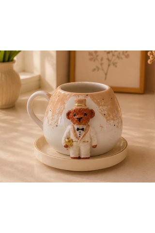 Soft Teddy Series El Yapımı Seramik Fincan Seti Açık Kahverengi