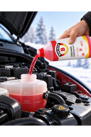 Burtech Organik Kırmızı Antifriz -56 C 1,5 Litre Motor Radyatör Soğutma Sıvısı Pembe