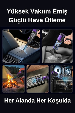 Wearfitpro Wr-151 18000pa Hava Ve Emiş Güçlü Mini Kablosuz Araç İçi Elektrikli Süpürge Hava Üfleme Makinesi